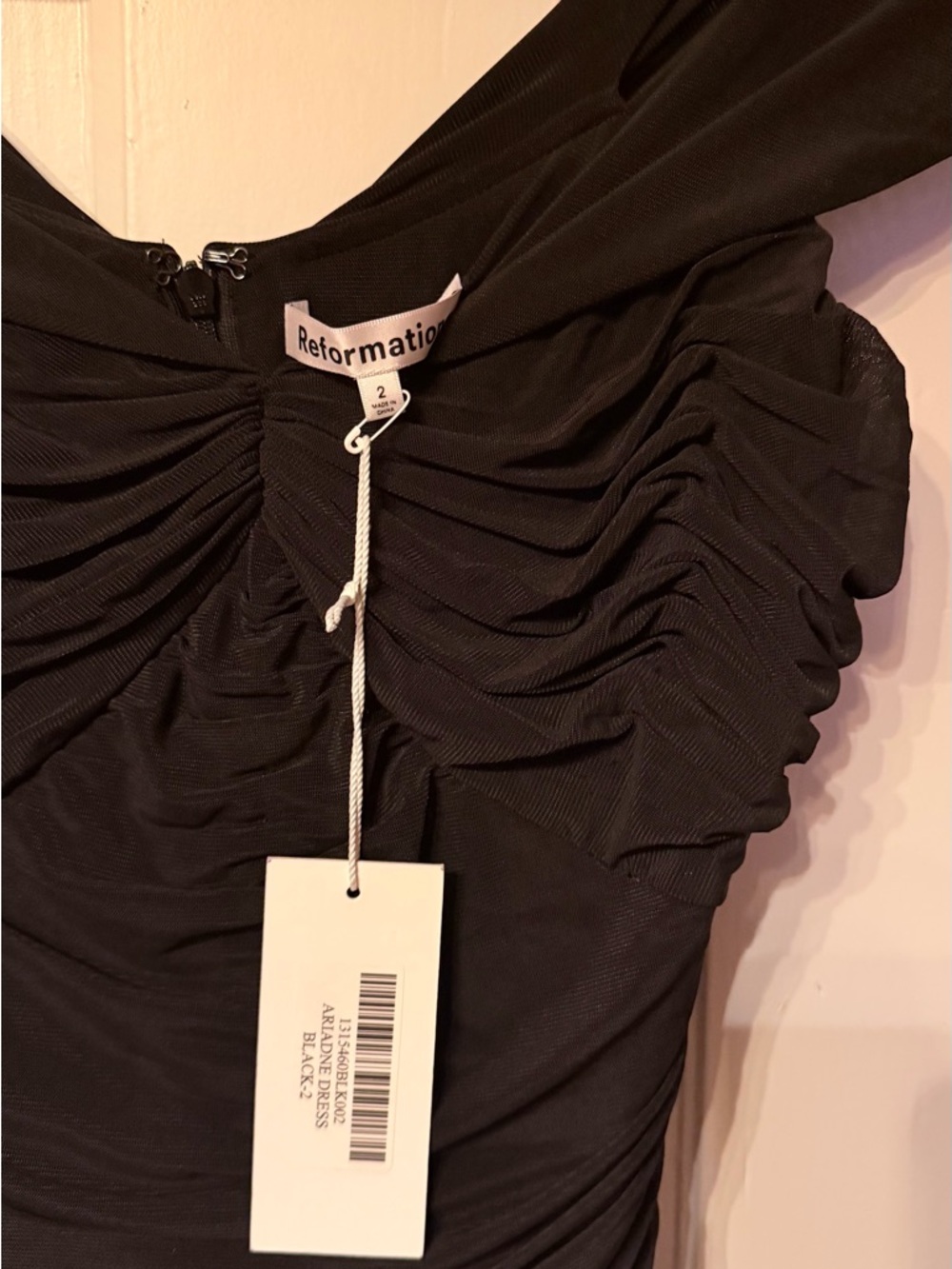 Reformation Ariadne Black Off The Shoulder Ruched Maxi Dress - Picture 8 of 9
